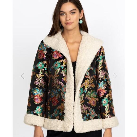 Johnny Was Sofie Jacquard Coat Womens Size Medium Embroidered Sequin Asian Tiger - Picture 2 of 10